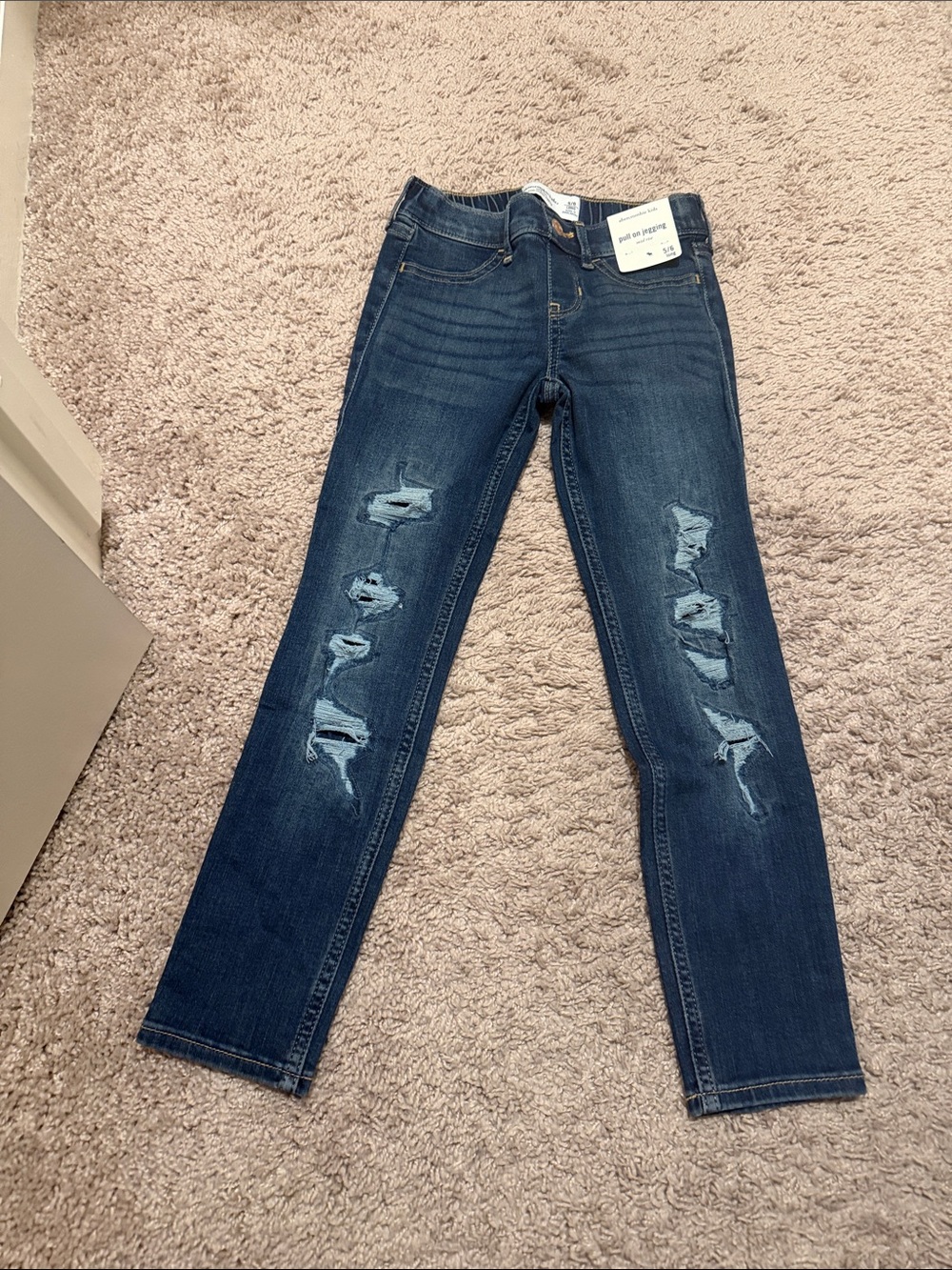 abercrombie kids Dark Blue Ripped Skinny Jeans